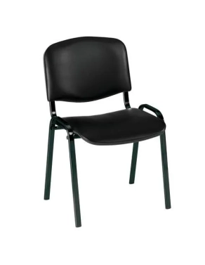 Silla conferencia Vinilo negra patas Negras ignifuga