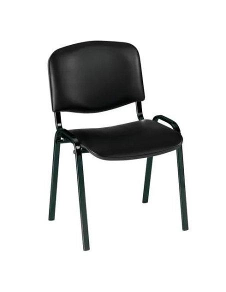 Silla conferencia Vinilo negra patas Negras ignifuga
