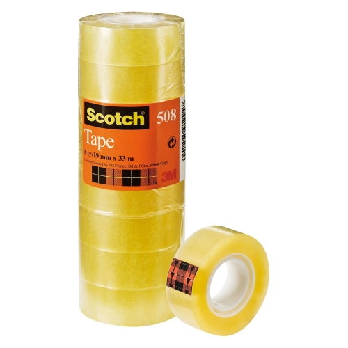 Pack 8 rollos scotch transparente 19x33