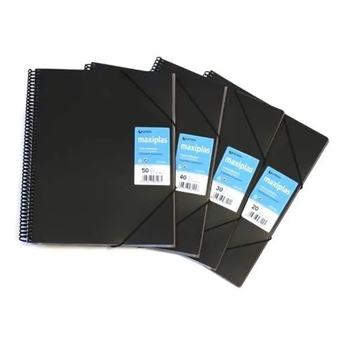 Carpeta 20 fundas maxiplas negra Grafoplas