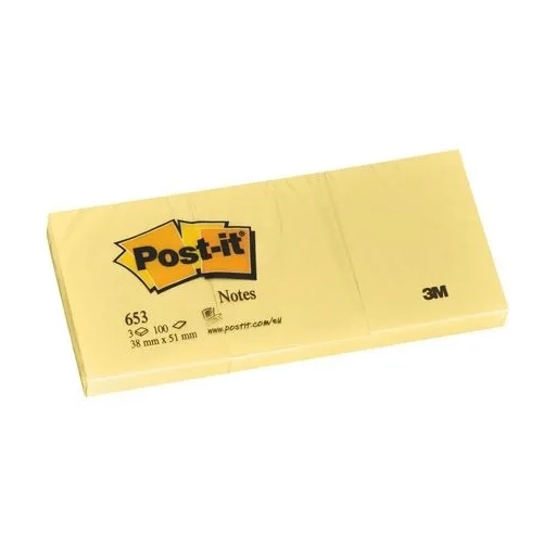Bloc de notas adhesivas Post-it 38 x 51 amarillo liso