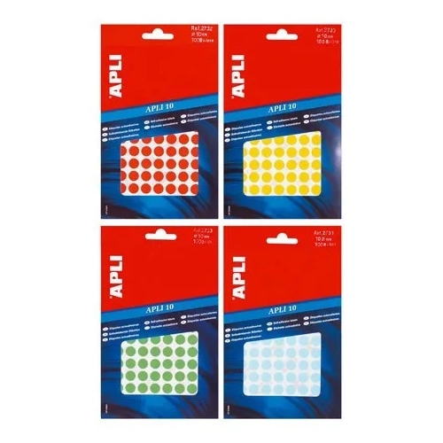 Bolsa etiquetas redondas Apli 10mm rojo