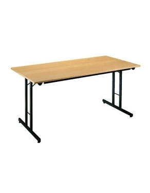 Mesa plegable apilable multiusos 160 x 80 Haya patas negras