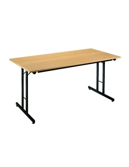 Mesa plegable apilable multiusos 160 x 80 Haya patas negras