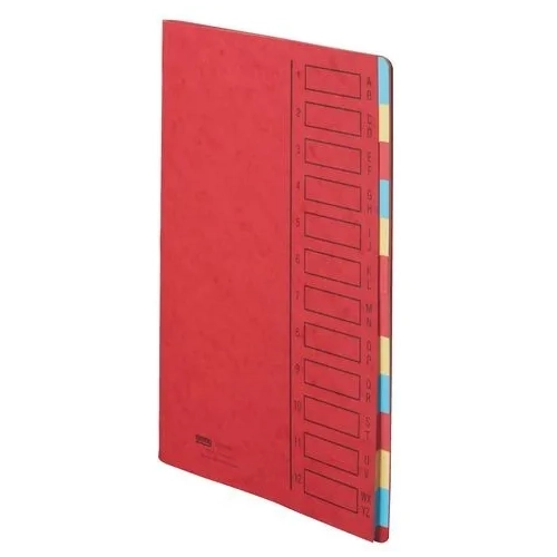Clasificadora carpeta 12 divisiones rojo cartulina emey