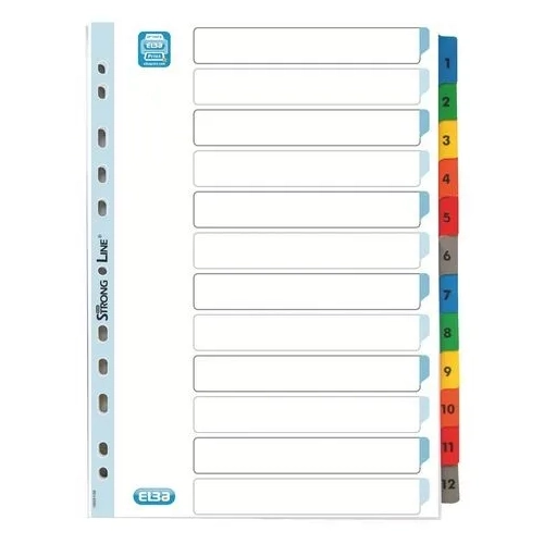 Separador Indice imprimible elba 1-12 A4 170gr color