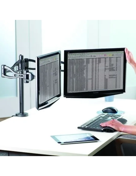 Brazo flexible profesional para doble pantalla Fellowes