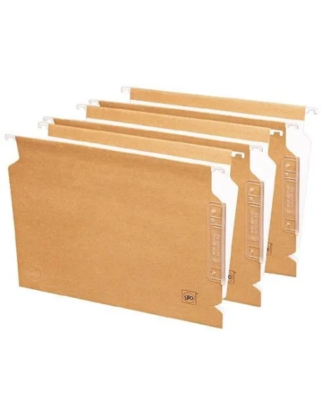 Caja 10 carpetas colgantes Kraf bicolor folio visor lateral