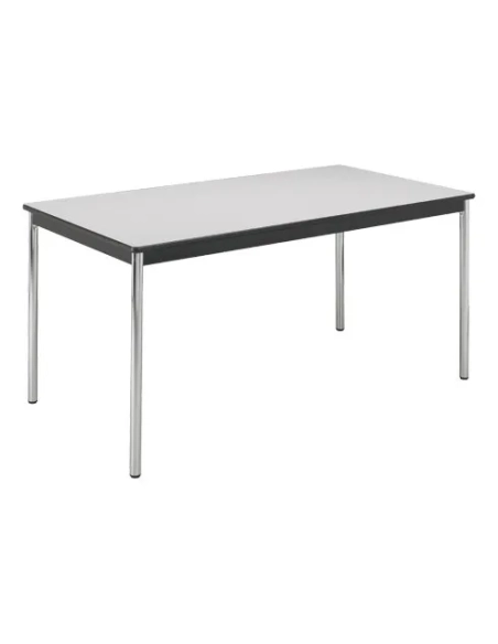 Mesa rectangular Confort 140 gris pata cromadas