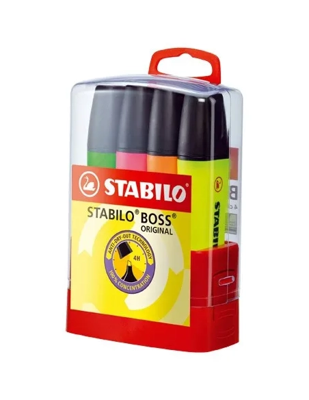 Estuche 4 rotulador fluorescentes stabilo boss surtidos