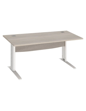 Mesa oficina patas metalicas blancas en L  80cm roble gris