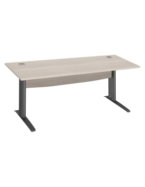 Mesa oficina patas metalicas aluminio en L 120cm roble gris