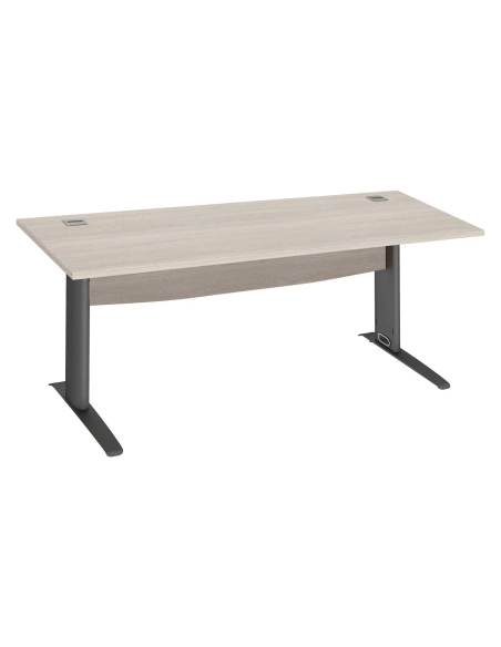 Mesa oficina patas metalicas aluminio en L 120cm roble gris
