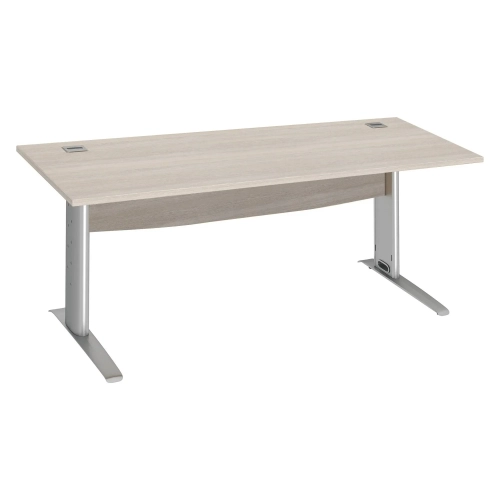 Mesa oficina patas metalicas aluminio en L 160cm roble gris