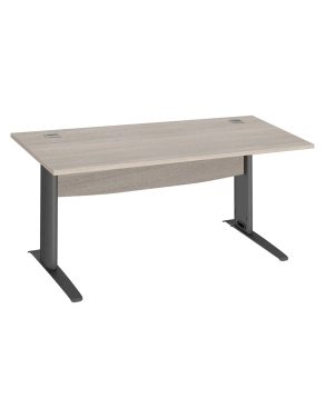 Mesa oficina patas metalicas antracita en L 160cm roble gris