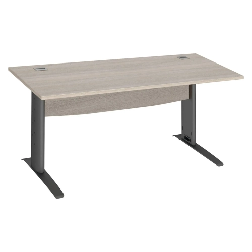 Mesa oficina patas metalicas antracita en L 160cm roble gris