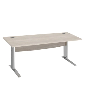 Mesa oficina patas metalicas aluminio en L 180cm roble gris