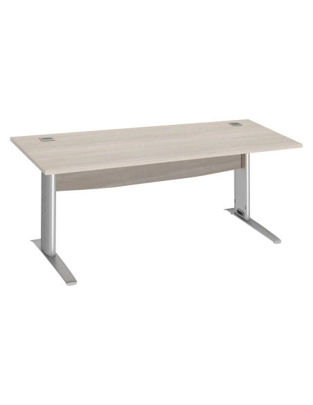 Mesa oficina patas metalicas aluminio en L 180cm roble gris