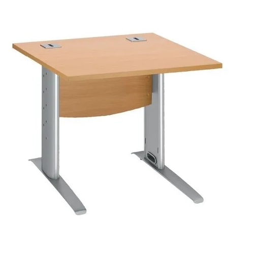 Mesa oficina patas metalicas aluminio en L  80cm haya