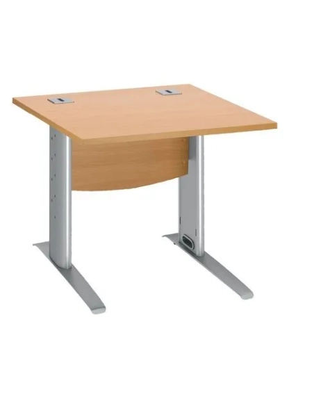 Mesa oficina patas metalicas aluminio en L  80cm haya