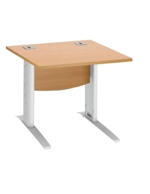 Mesa oficina patas metalicas blancas en L  180cm haya