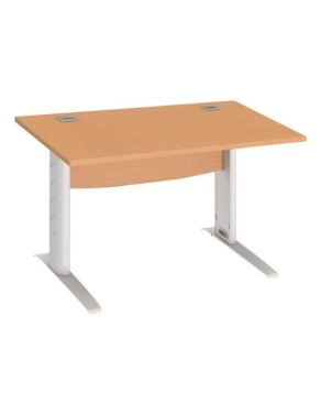 Mesa oficina patas metalicas blancas en L  140cm haya