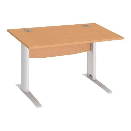 Mesa oficina patas metalicas blancas en L  140cm haya