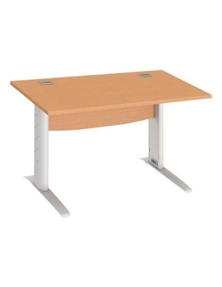 Mesa oficina patas metalicas blancas en L  140cm haya