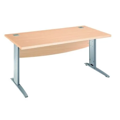 Mesa oficina patas metalicas blancas en L  160cm haya