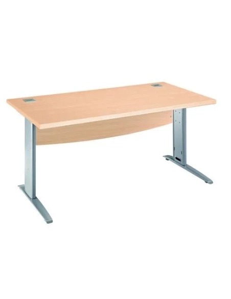 Mesa oficina patas metalicas blancas en L  160cm haya