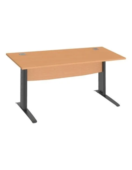 Mesa oficina patas metalicas antracita en L  160cm haya