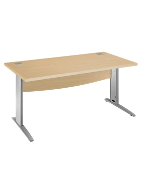 Mesa oficina patas metalicas aluminio en L  180cm haya