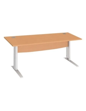 Mesa oficina patas metalicasblancas en L  180cm haya