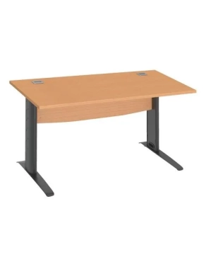Mesa oficina patas metalicas antracita en L  180cm haya