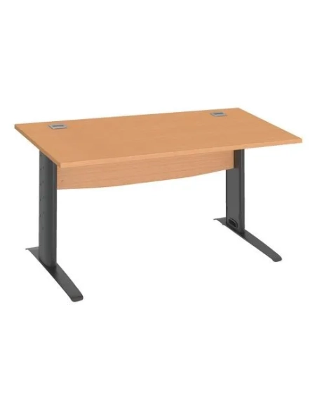 Mesa oficina patas metalicas antracita en L  180cm haya