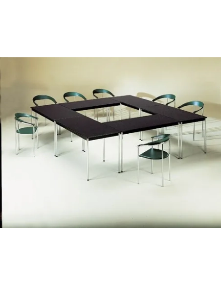 Mesa rectangular Confort 140 negra patas cromadas