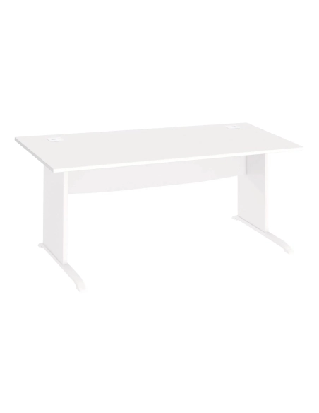 Mesa oficina 1690 patas madera en L blanca