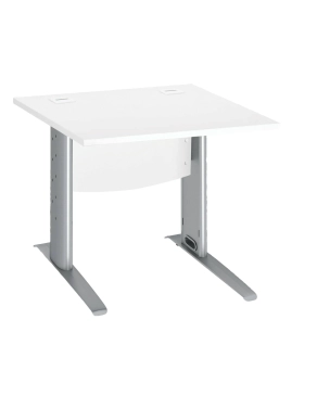 Mesa oficina patas metalicas aluminio en L  80cm blanca