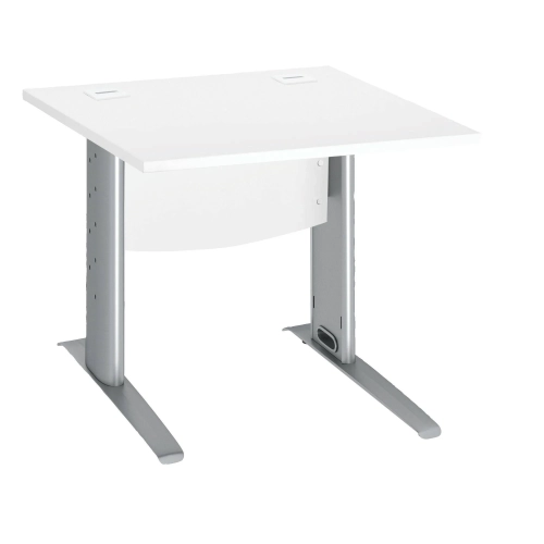 Mesa oficina patas metalicas aluminio en L  80cm blanca