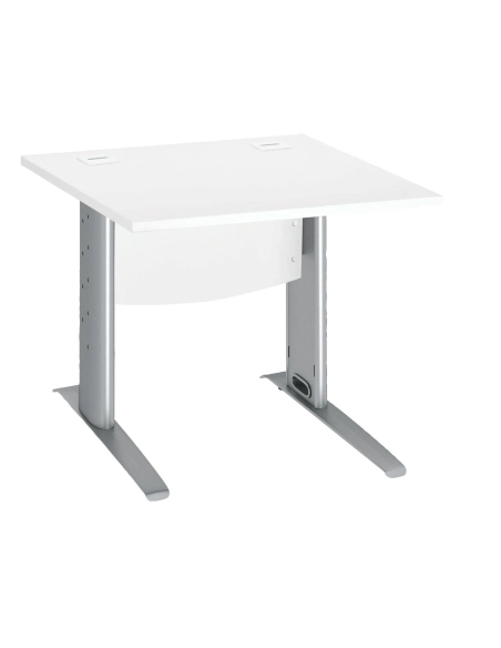 Mesa oficina patas metalicas aluminio en L  80cm blanca