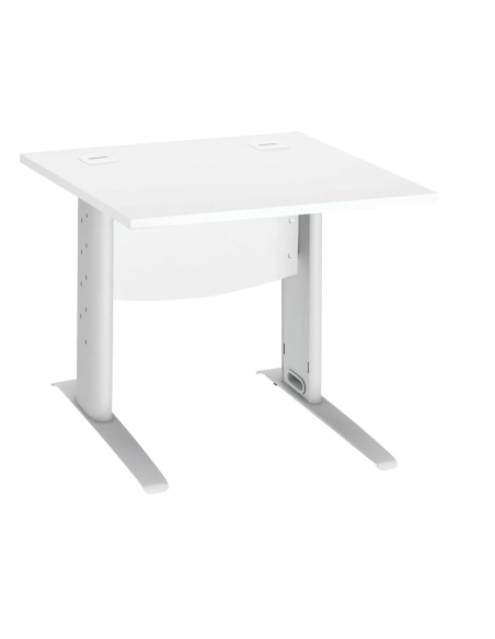 Mesa oficina patas metalicas en L  80cm blanca