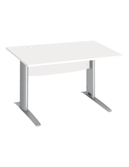 Mesa oficina patas metalicas aluminio en L  120cm blanca