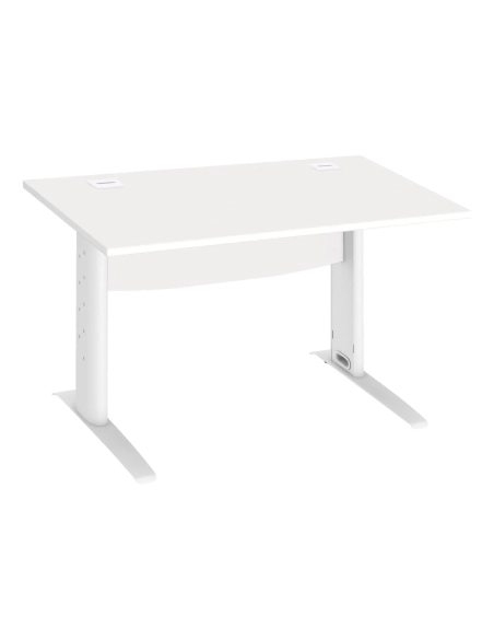 Mesa oficina patas metalicas blancas en L  120cm blanca