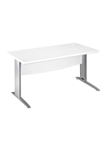 Mesa oficina patas metalicas aluminio en L  140cm blanca
