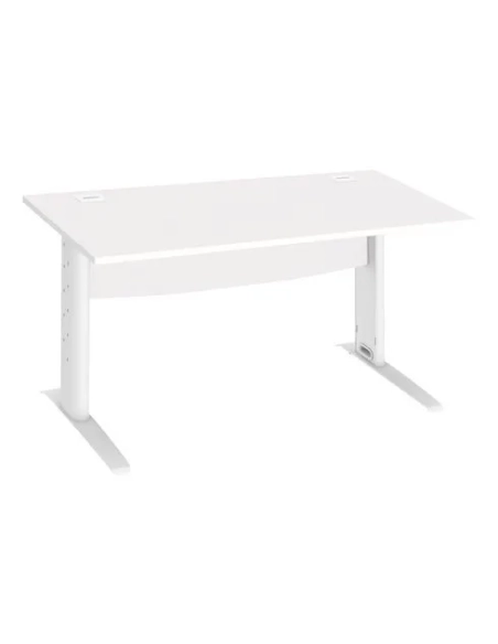 Mesa oficina patas metalicas blancas en L  140cm blanca