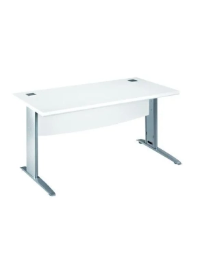 Mesa oficina patas metalicas aluminio en L  160cm blanca