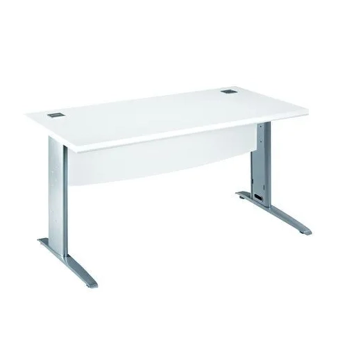Mesa oficina patas metalicas aluminio en L  160cm blanca