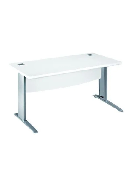 Mesa oficina patas metalicas aluminio en L  160cm blanca