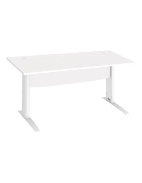 Mesa oficina patas metalicas blancas en L  160cm blanca