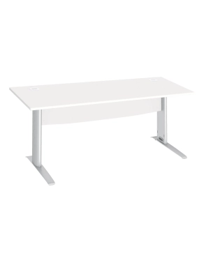 Mesa oficina patas metalicas aluminio en L  180cm blanca